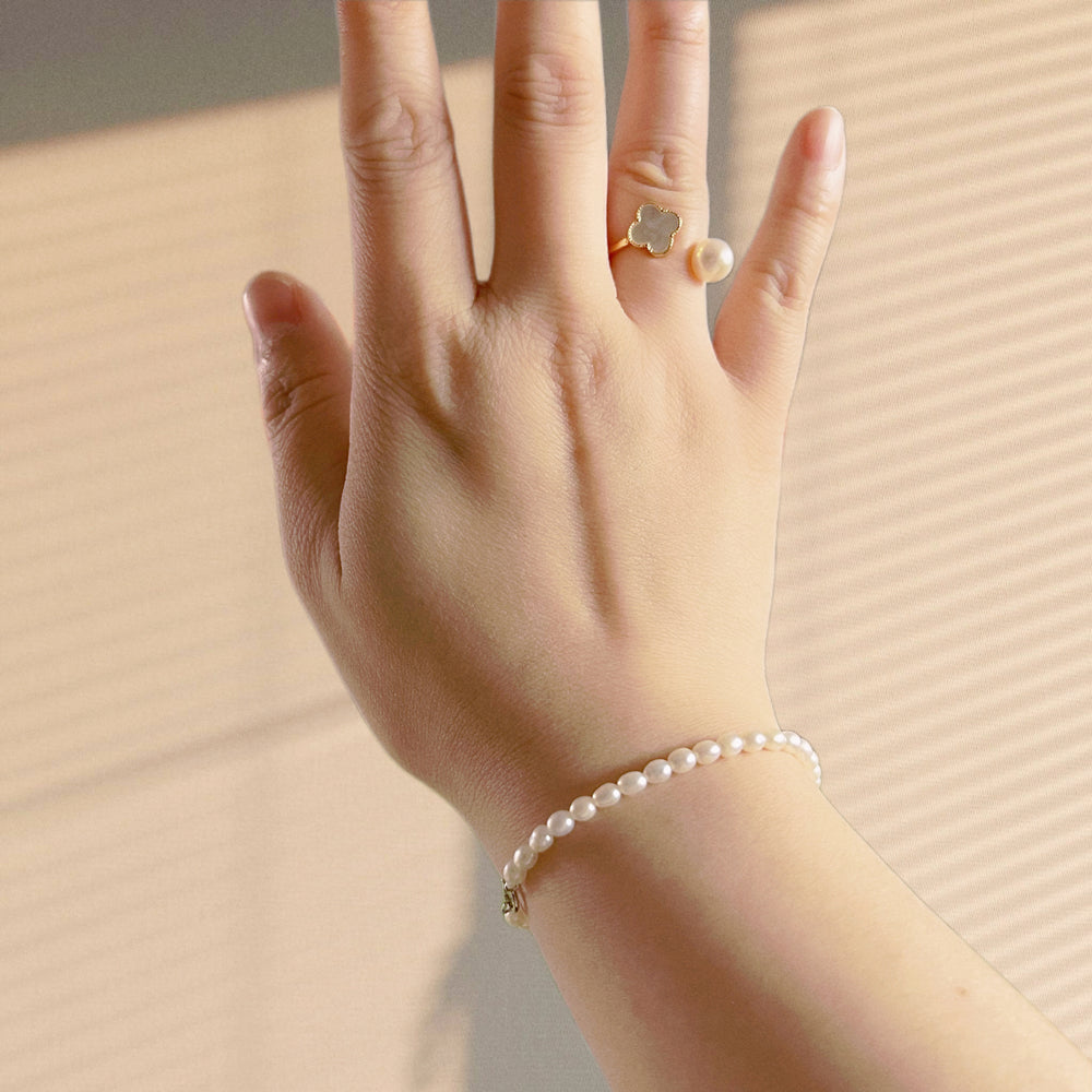 Freshwater Pearl Open Ring - Clover - Akuna Pearls