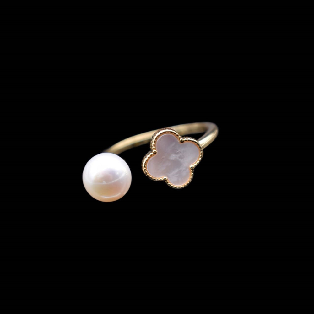 Freshwater Pearl Open Ring - Clover - Akuna Pearls