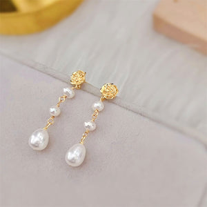 Freshwater Pearl Long Drop Earrings - Rose - Akuna Pearls