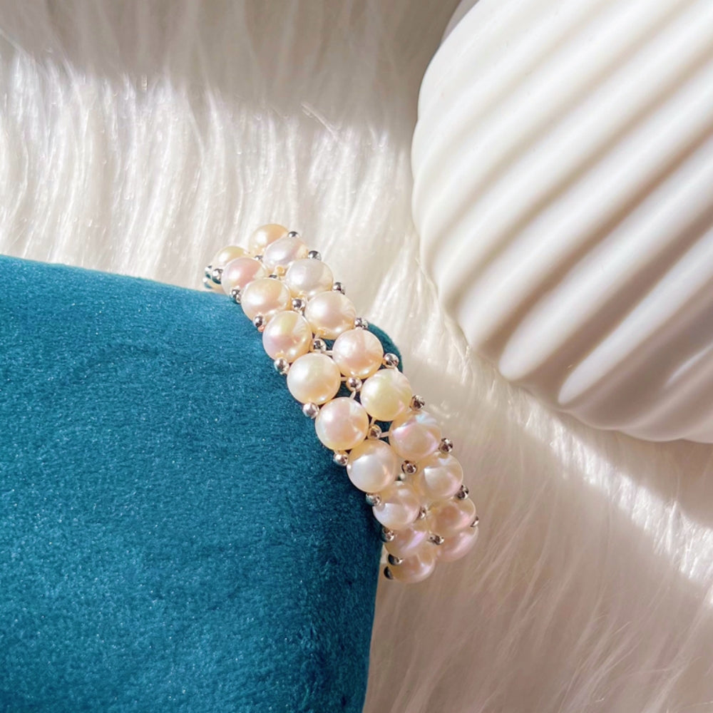 Freshwater Pearl Elastic Bracelet - Barley - Akuna Pearls