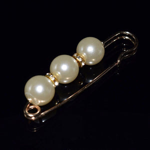 Faux Pearl Fashion Pin - Gold Safety Pin Design - Akuna Pearls