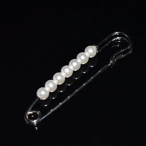 Faux Pearl Fashion Pin - Silver Safety Pin Design - Akuna Pearls