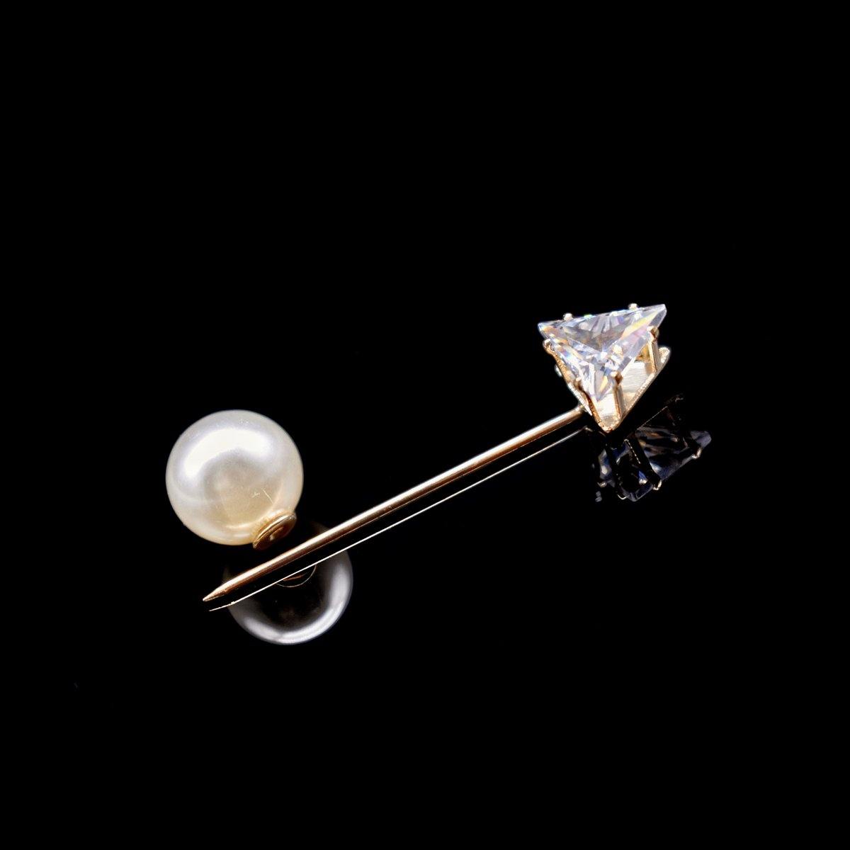 Faux Pearl Fashion Pin - Cubic Zirconia Design - Akuna Pearls