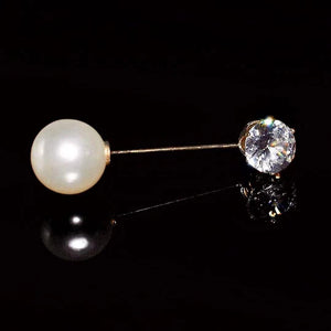 Faux Pearl Fashion Pin - Cubic Zirconia Design - Akuna Pearls