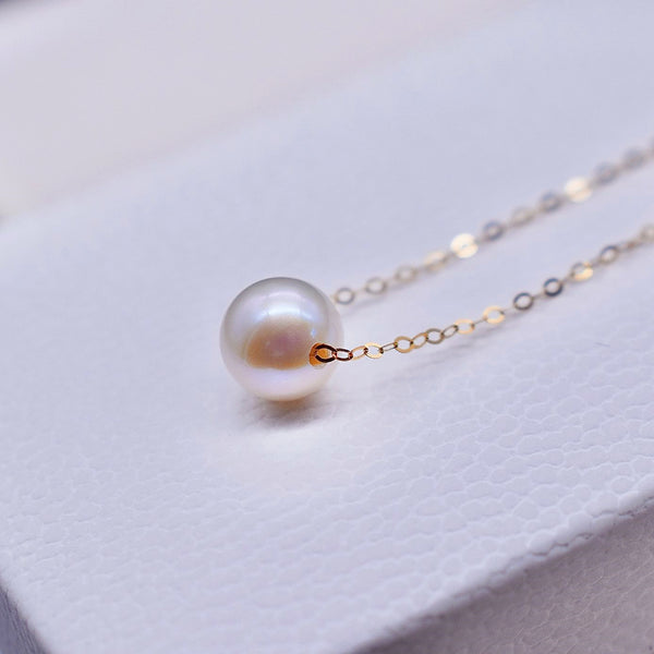 Freshwater Pearl Gold Chain Floating Necklace Minimalism