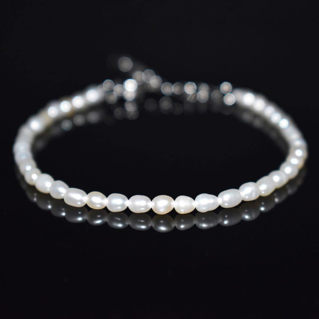 Elegant Baby Pearl Bracelet with genuine birthstones and sparkle-cut  sterling silver