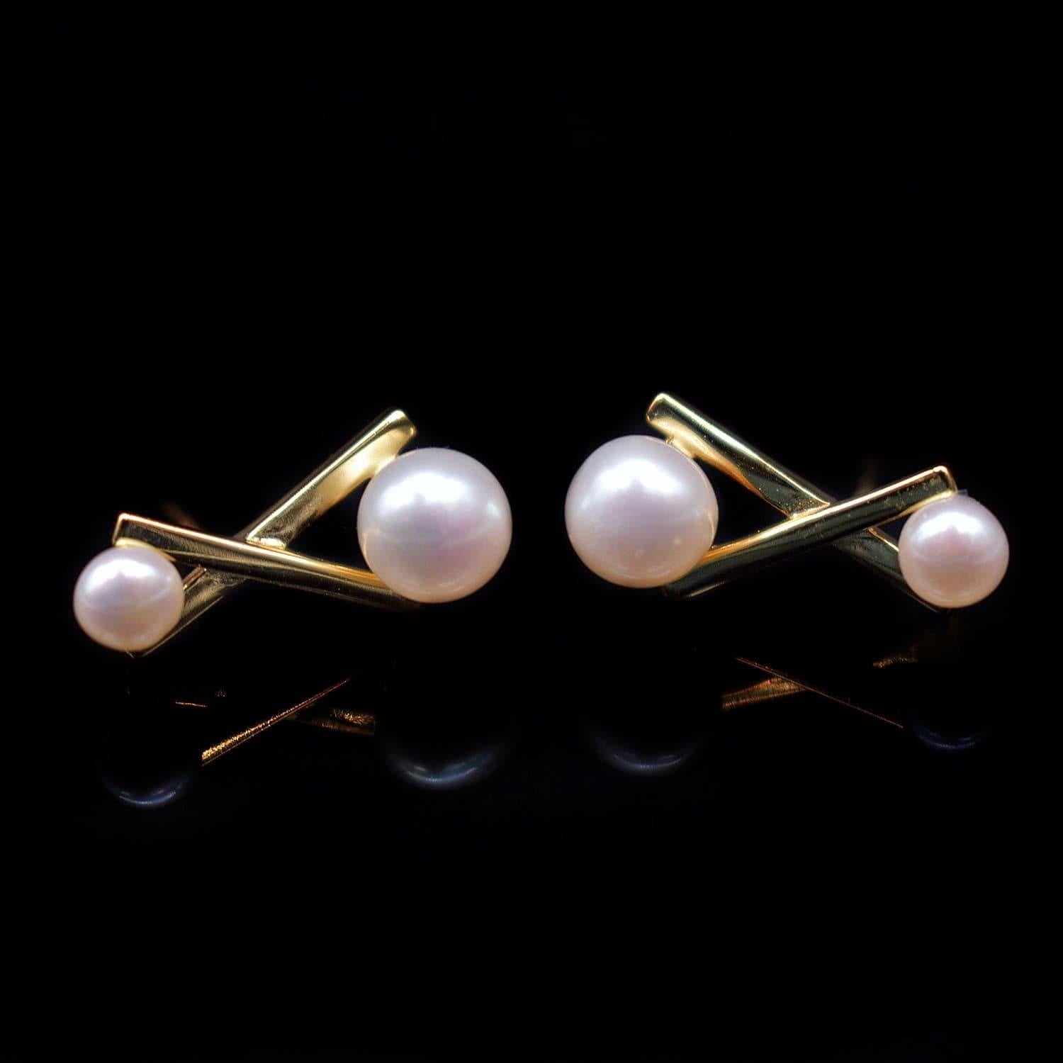 Freshwater Pearl Earrings - Balance Cross - Akuna Pearls