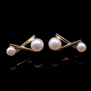 Freshwater Pearl Earrings - Balance Cross - Akuna Pearls