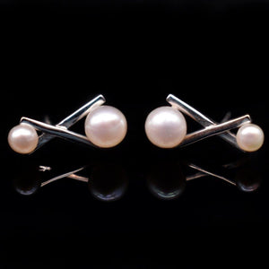 Freshwater Pearl Earrings - Balance Cross - Akuna Pearls