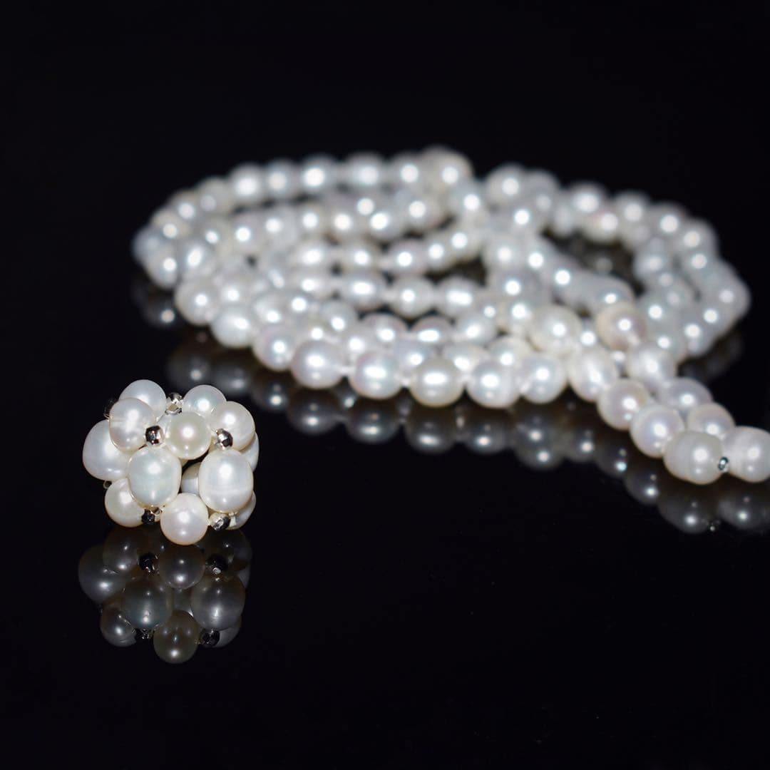 Freshwater Pearl Long Necklace - Ana - Akuna Pearls