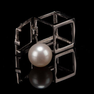 Freshwater Pearl Cage Pendant - Cube - Akuna Pearls