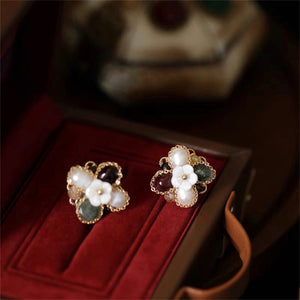 Freshwater Pearl and Gem Stud Earrings - Hanako - Akuna Pearls