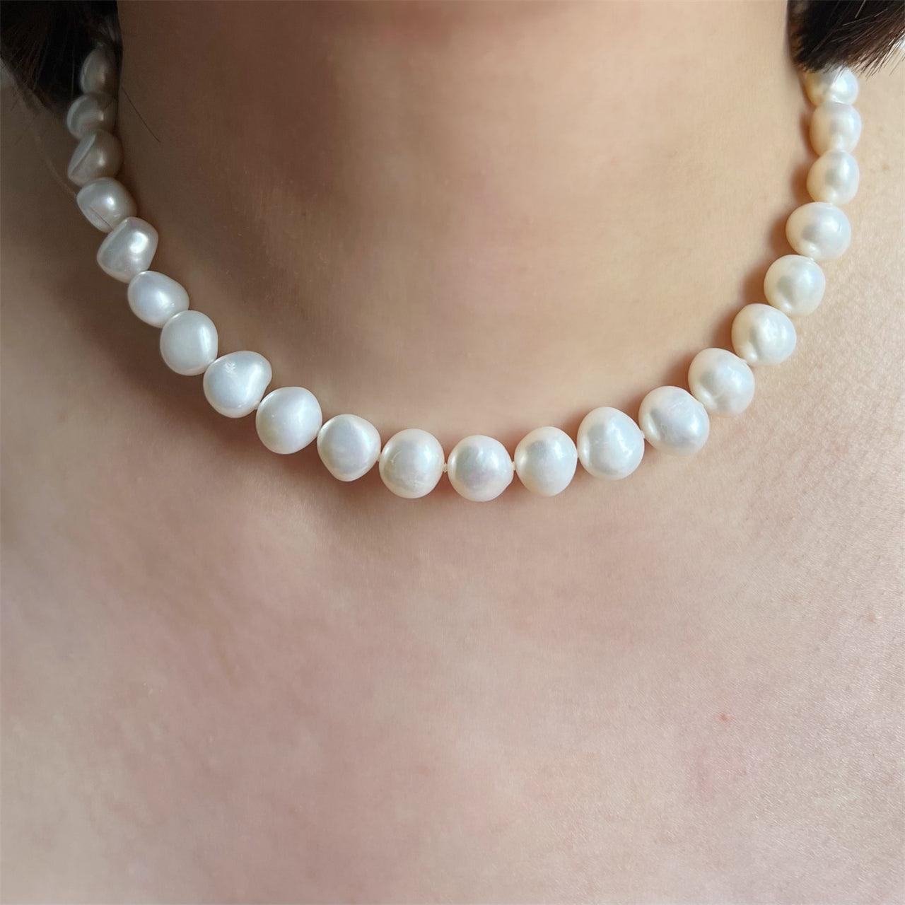 Classic Freshwater Pearl Necklace Side Flatted - Rama - Akuna Pearls