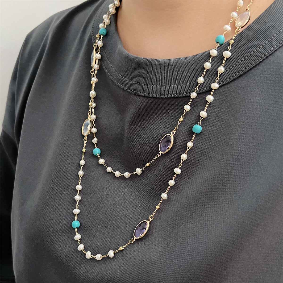 Freshwater Pearl Long Necklace - Isla - Akuna Pearls