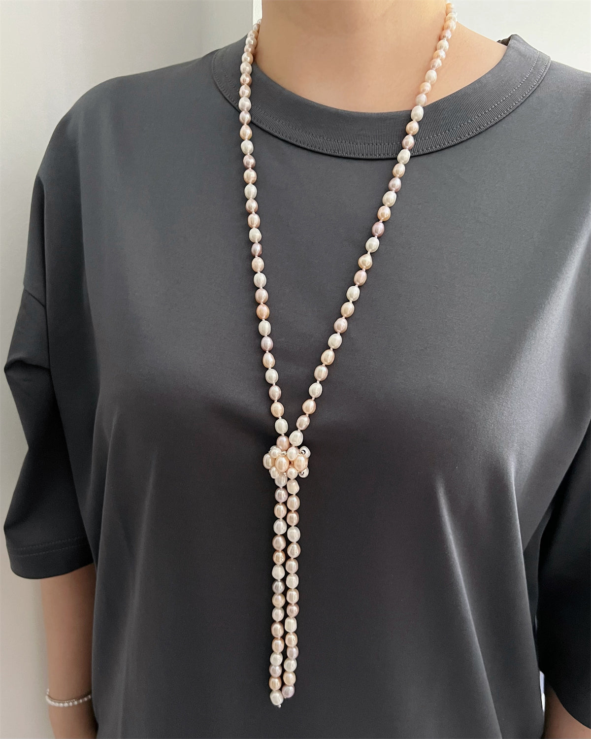 White Crystal Kundan Pearl Long Mala Necklace Set with Earrings and Maang  Tikka – Designer mart