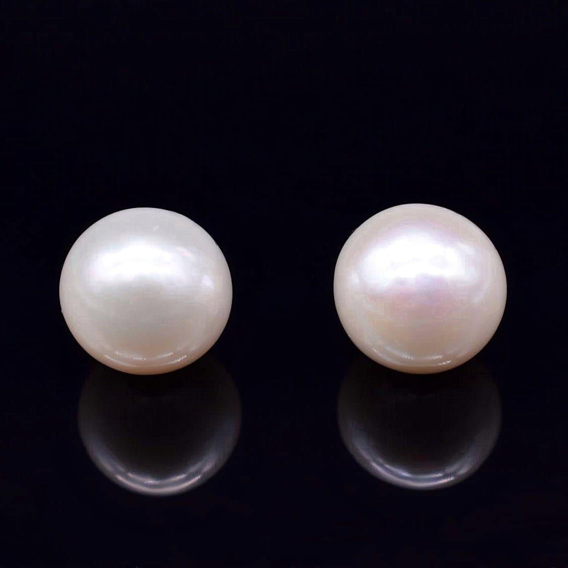 Freshwater Pearl Stud Earrings 13mm Off Round - Akuna Pearls