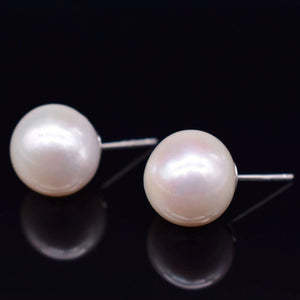 Freshwater Pearl Stud Earrings 13mm Off Round - Akuna Pearls