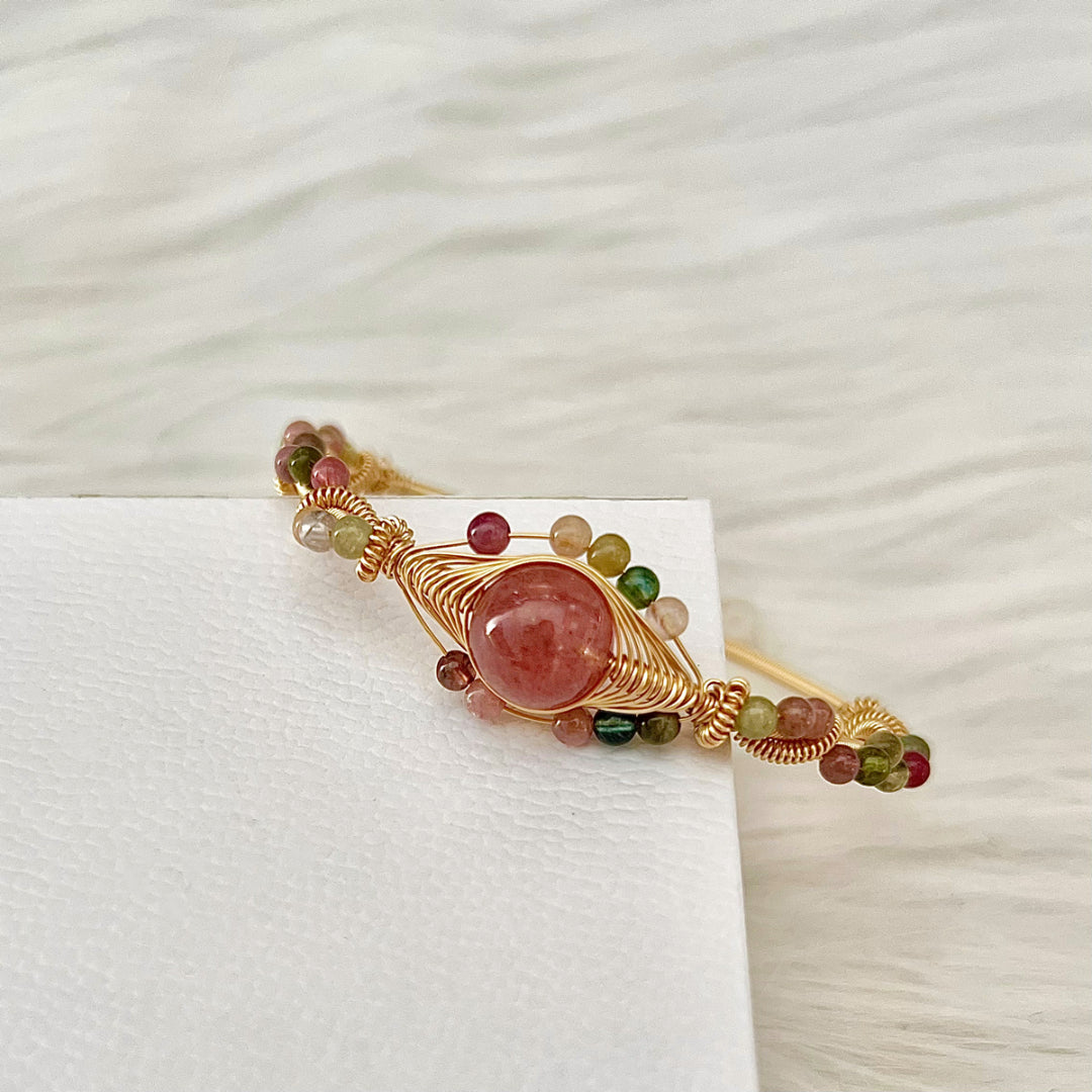 Tourmaline Wire Bangle - Leila - Akuna Pearls