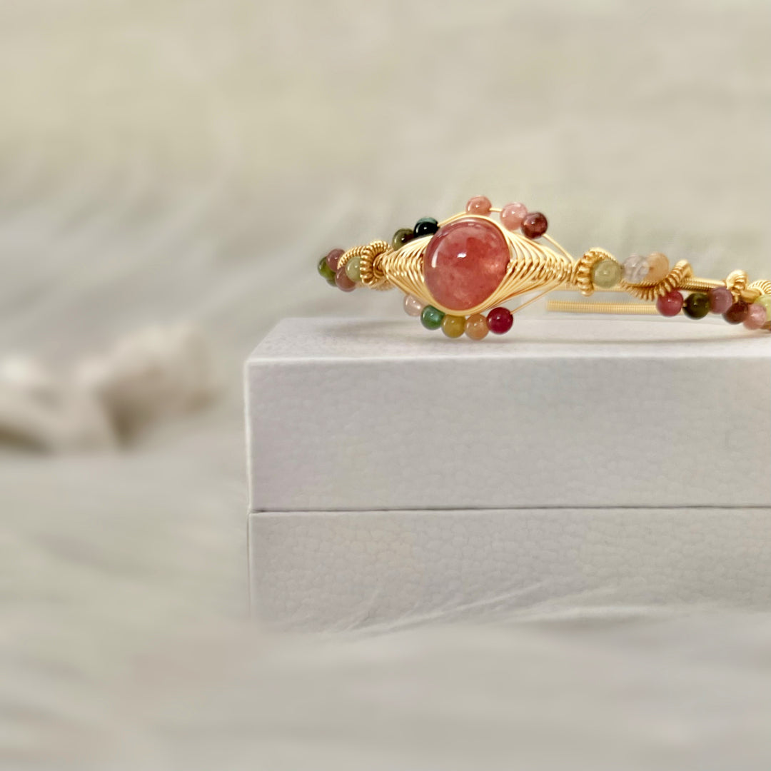 Tourmaline Wire Bangle - Leila - Akuna Pearls