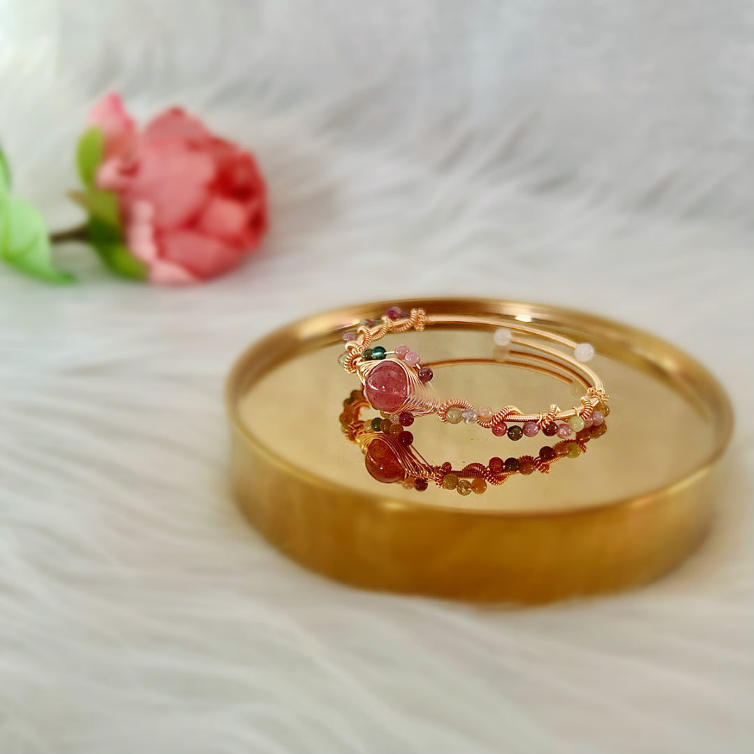 Tourmaline Wire Bangle - Leila - Akuna Pearls