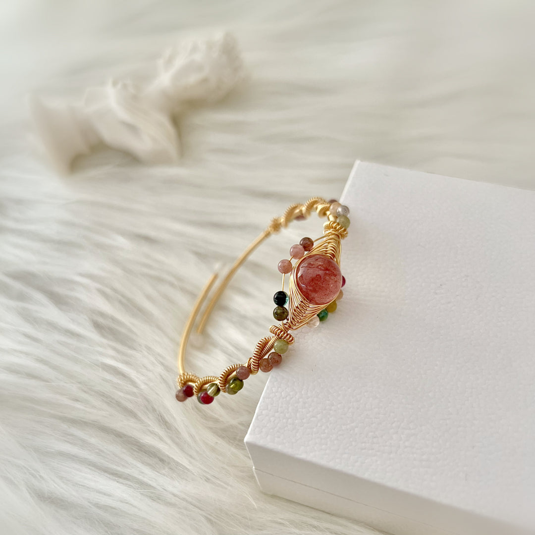 Tourmaline Wire Bangle - Leila - Akuna Pearls