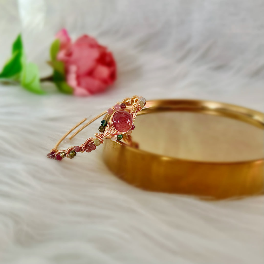 Tourmaline Wire Bangle - Leila - Akuna Pearls