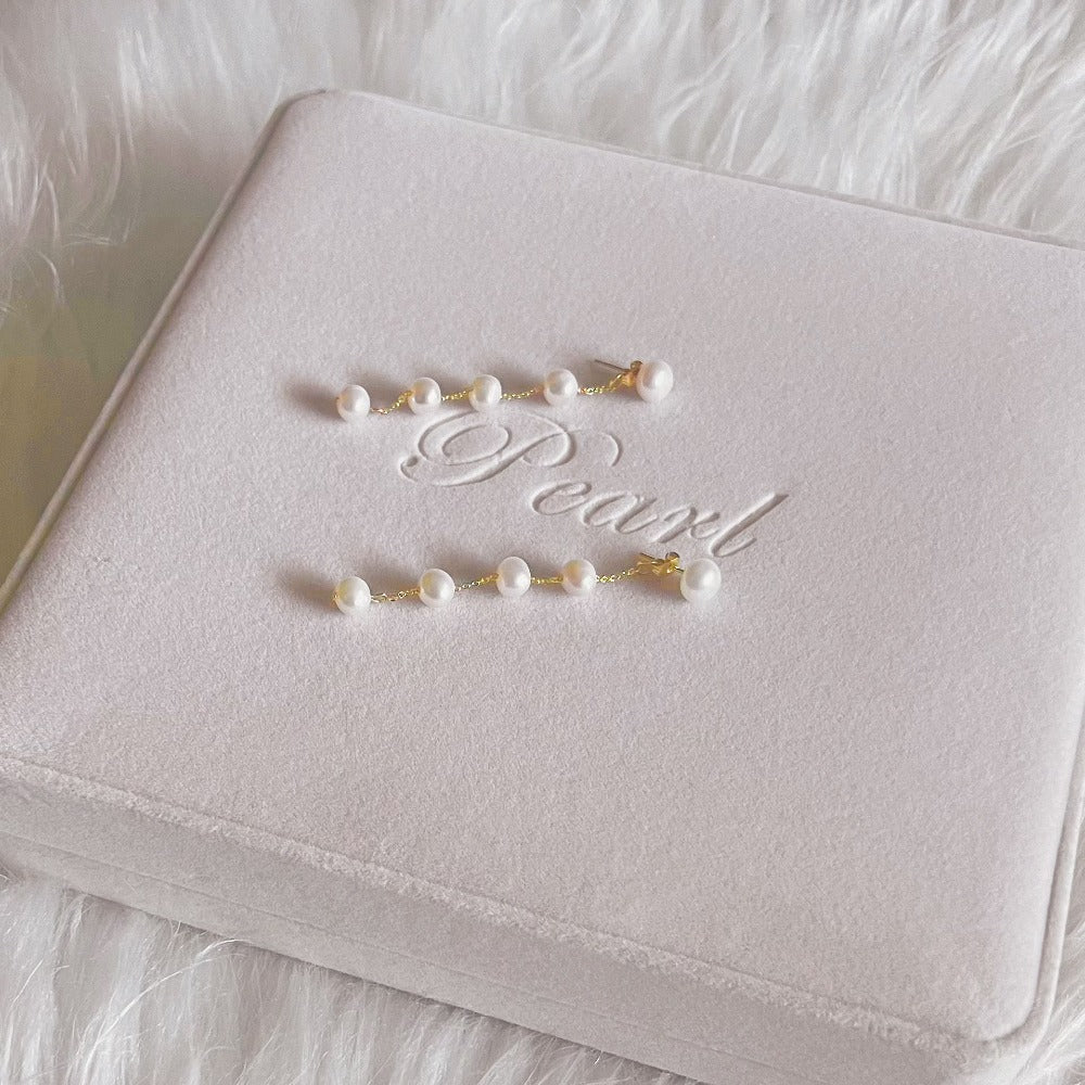 Freshwater Pearl Long Drop Jacket Earrings - Lonore - Akuna Pearls