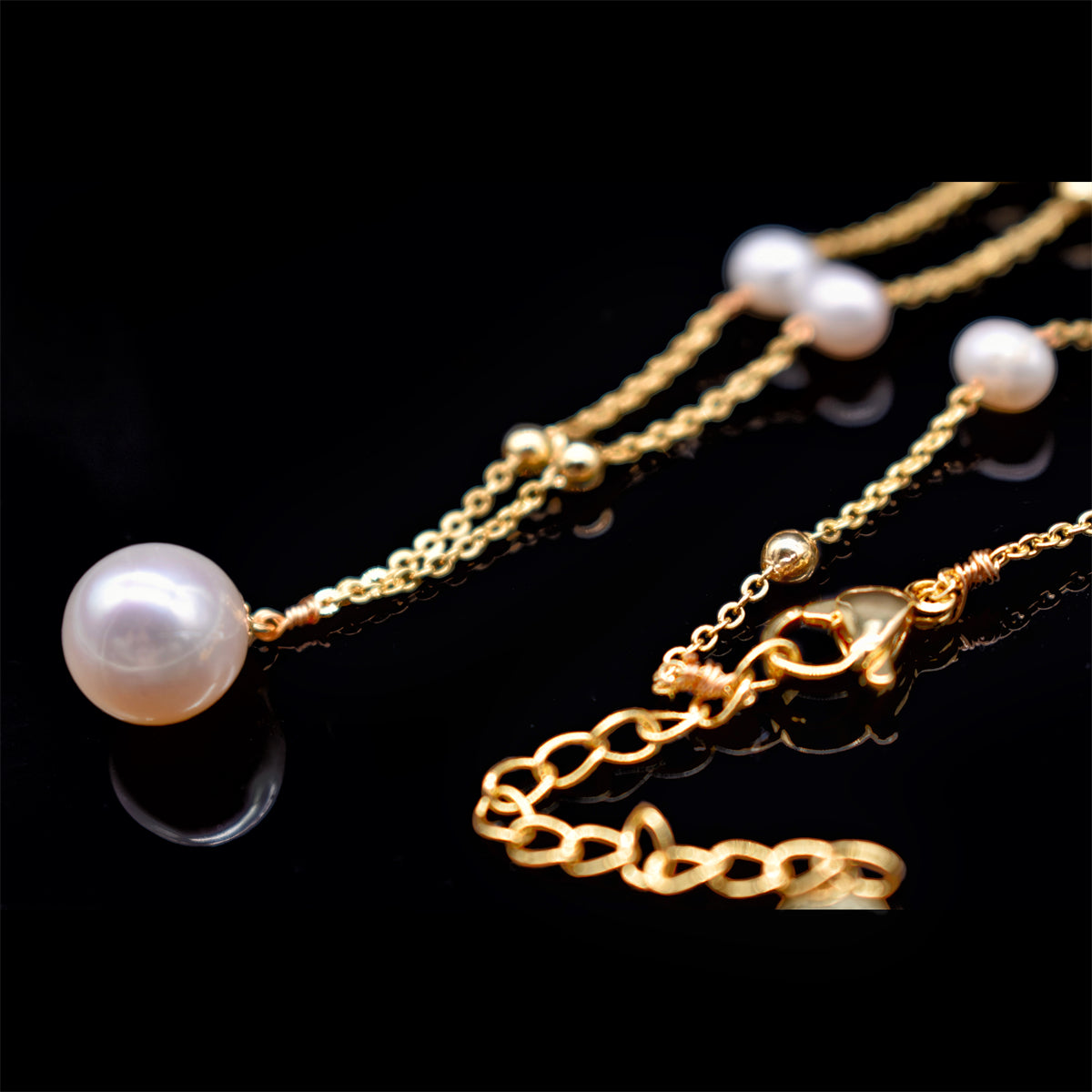 Freshwater Pearl Station Necklace - Lonore - Akuna Pearls