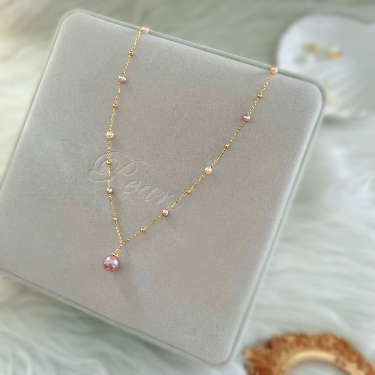 Freshwater Pearl Station Necklace - Lonore - Akuna Pearls