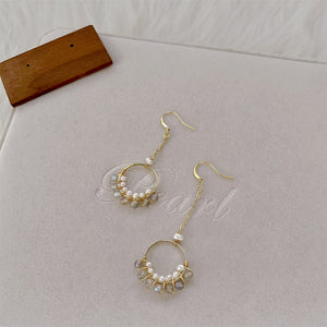 Freshwater Pearl and Labradorite Hook Earrings - Miray - Akuna Pearls