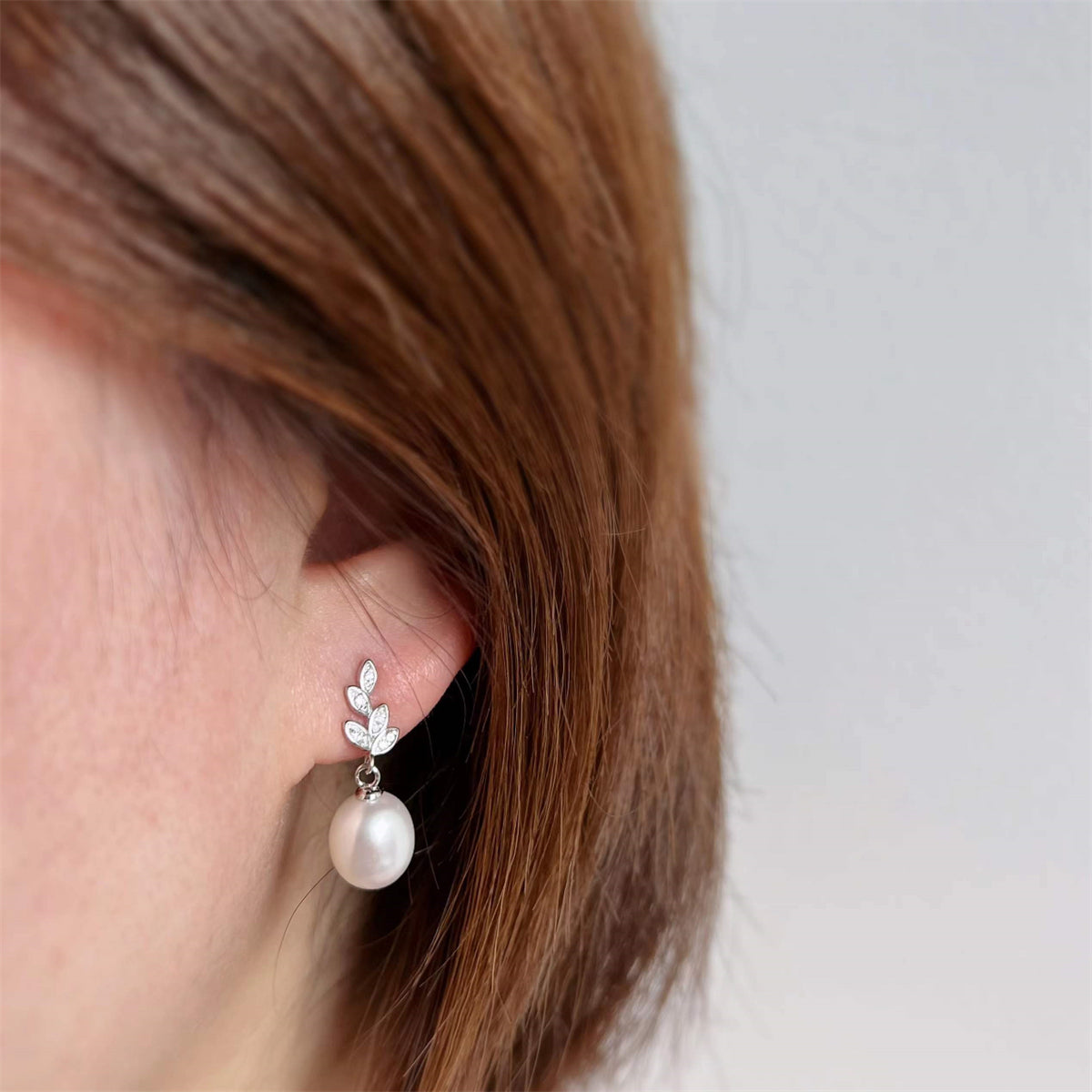 Freshwater Pearl Drop Earrings - Olive Leaf - Akuna Pearls