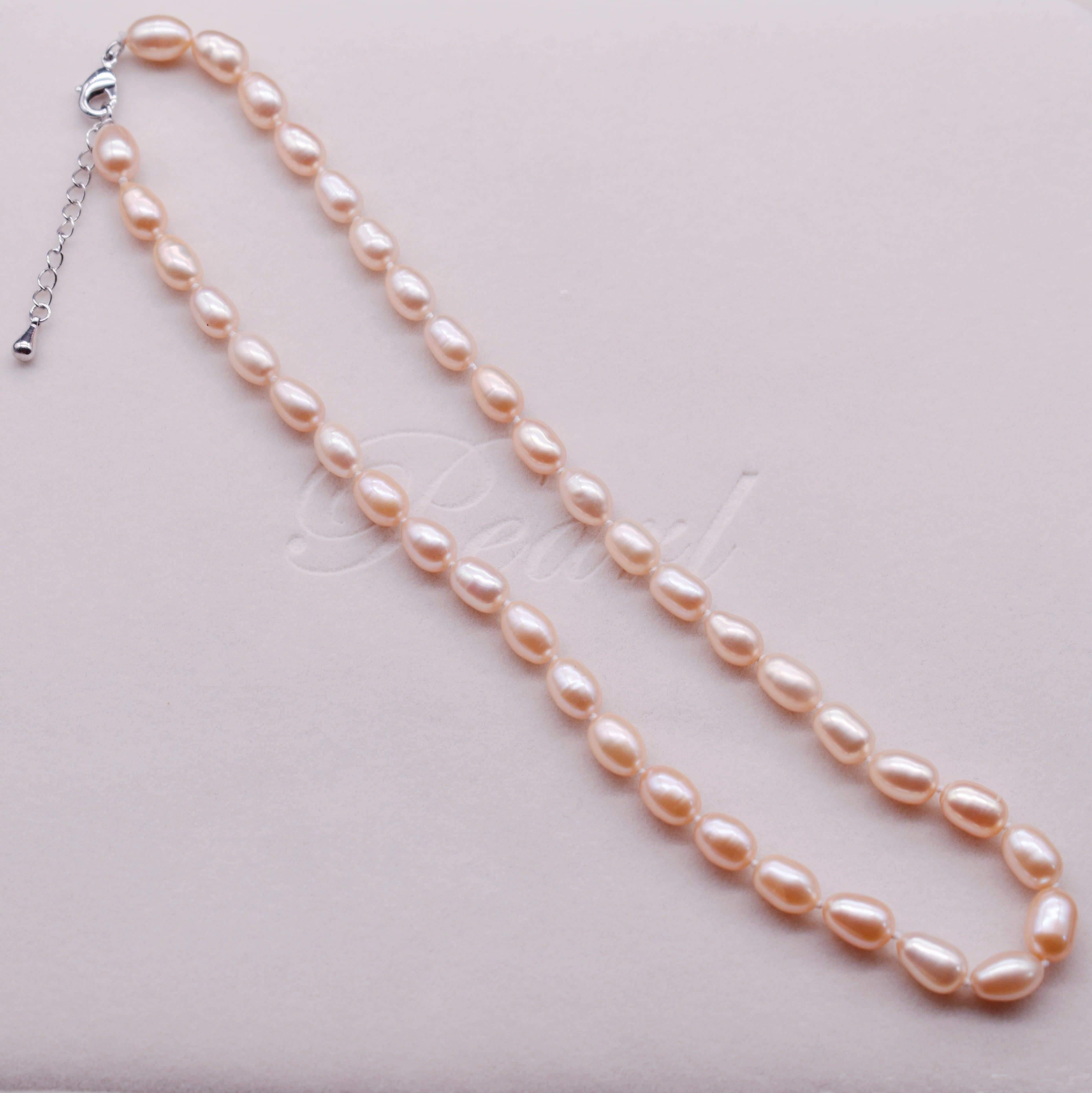 Rice pearl gold necklace discount