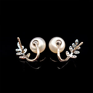 Freshwater Pearl Stud Earrings - Olive Leaf - Akuna Pearls