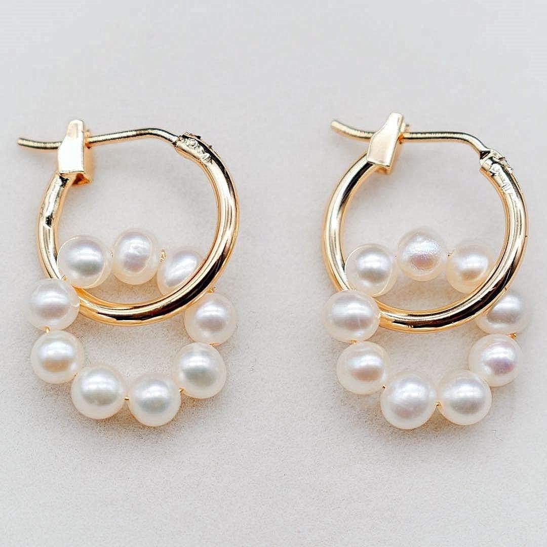 Freshwater Pearl Hoop Earrings - Pon De Ring - Akuna Pearls
