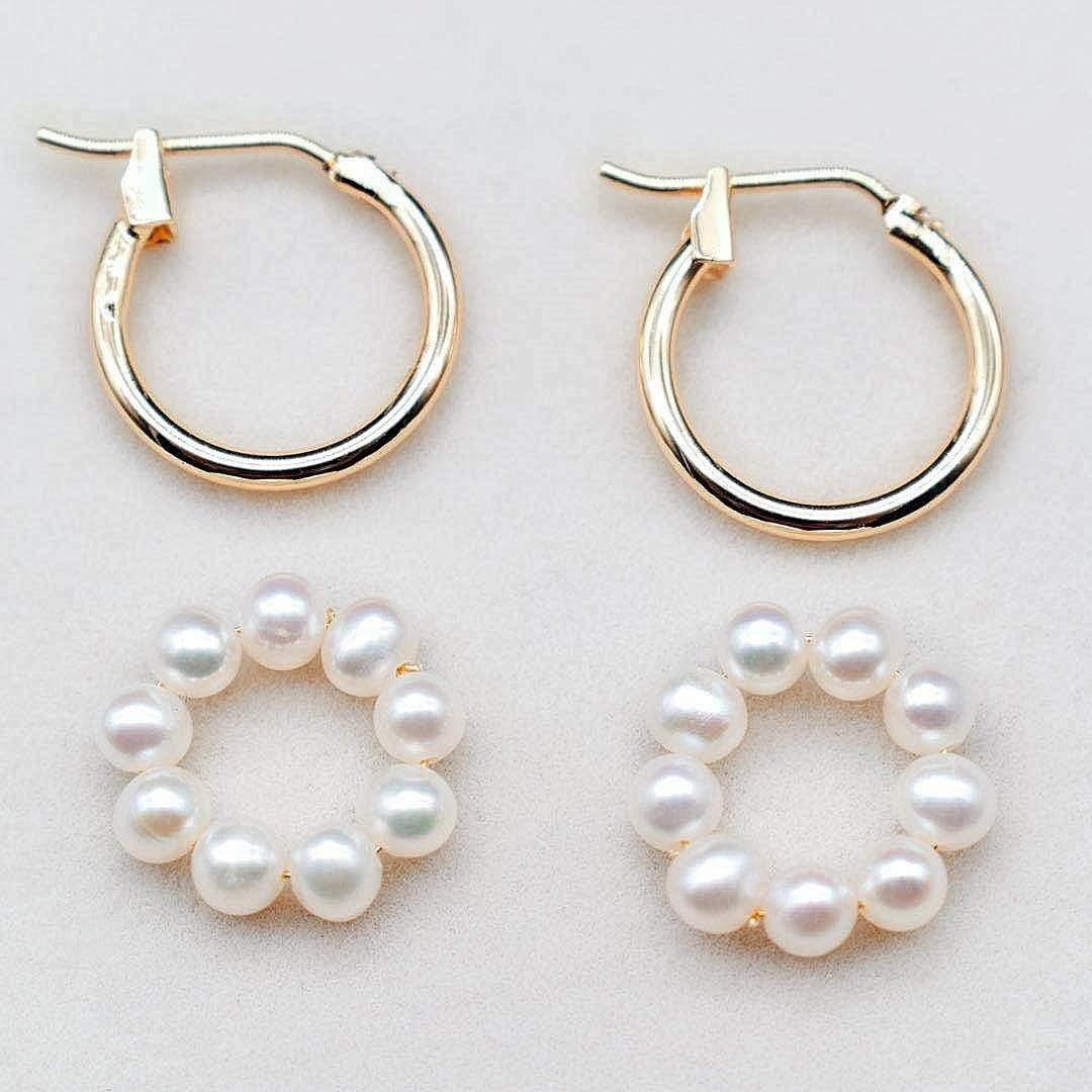 Freshwater Pearl Hoop Earrings - Pon De Ring - Akuna Pearls