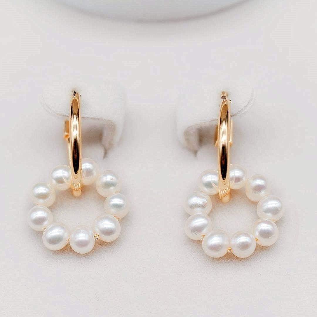 Freshwater Pearl Hoop Earrings - Pon De Ring - Akuna Pearls