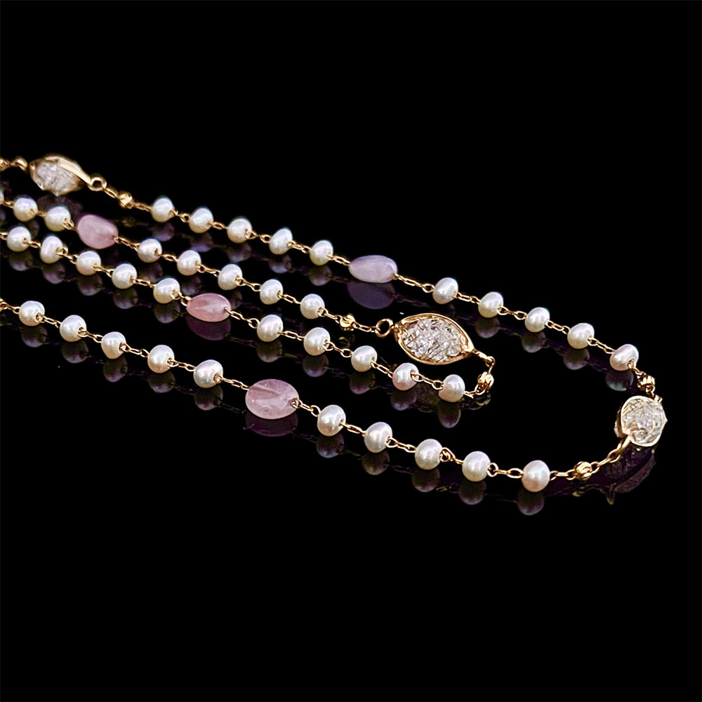 Freshwater Pearl Long Necklace - Roseann - Akuna Pearls