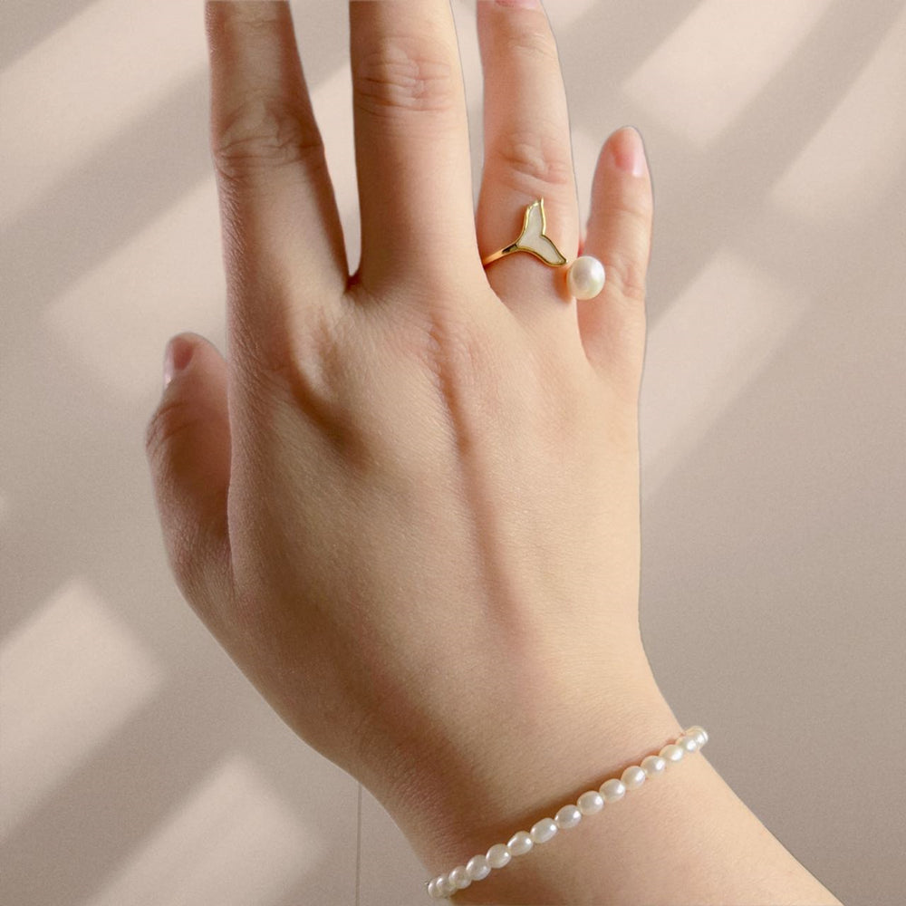 Freshwater Pearl Open Ring - Fish Tail - Akuna Pearls