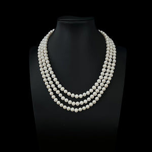 Classic Freshwater Pearl Triple-Strand Necklace - Elizabeth - Akuna Pearls