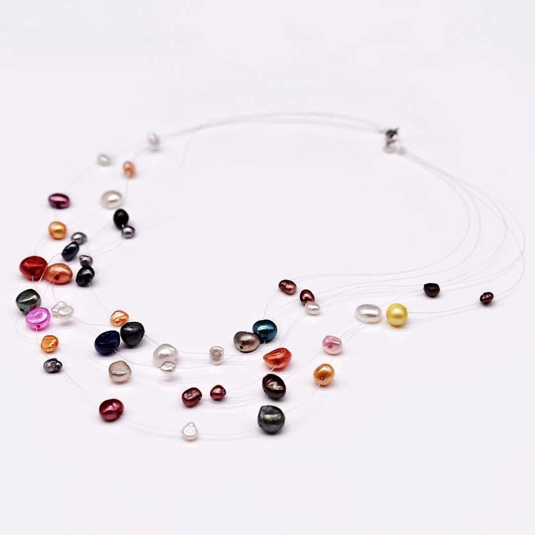 Freshwater Pearl Multi Strand Necklace - Zorya - Akuna Pearls