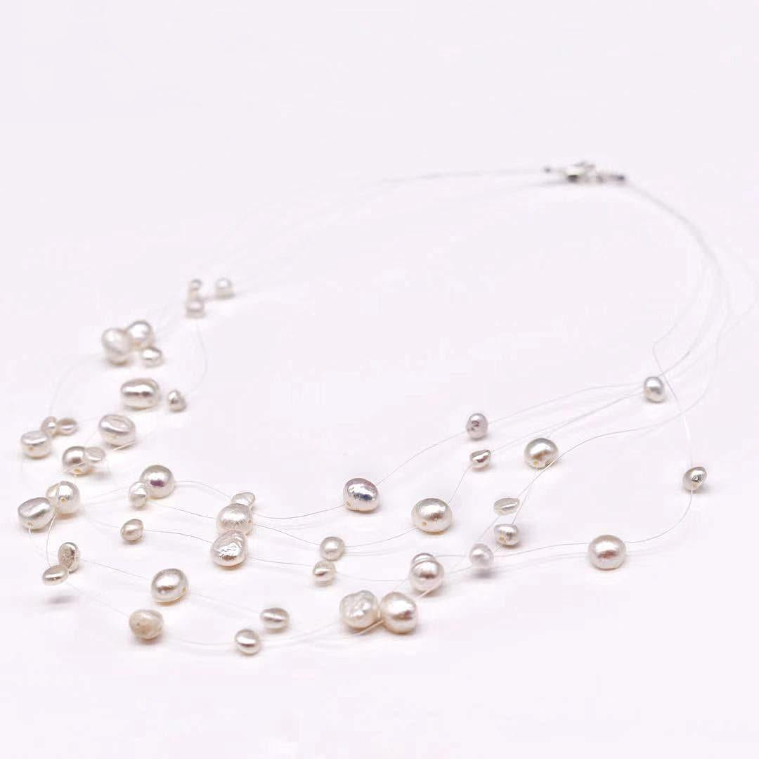 Freshwater Pearl Multi Strand Necklace - Zorya - Akuna Pearls