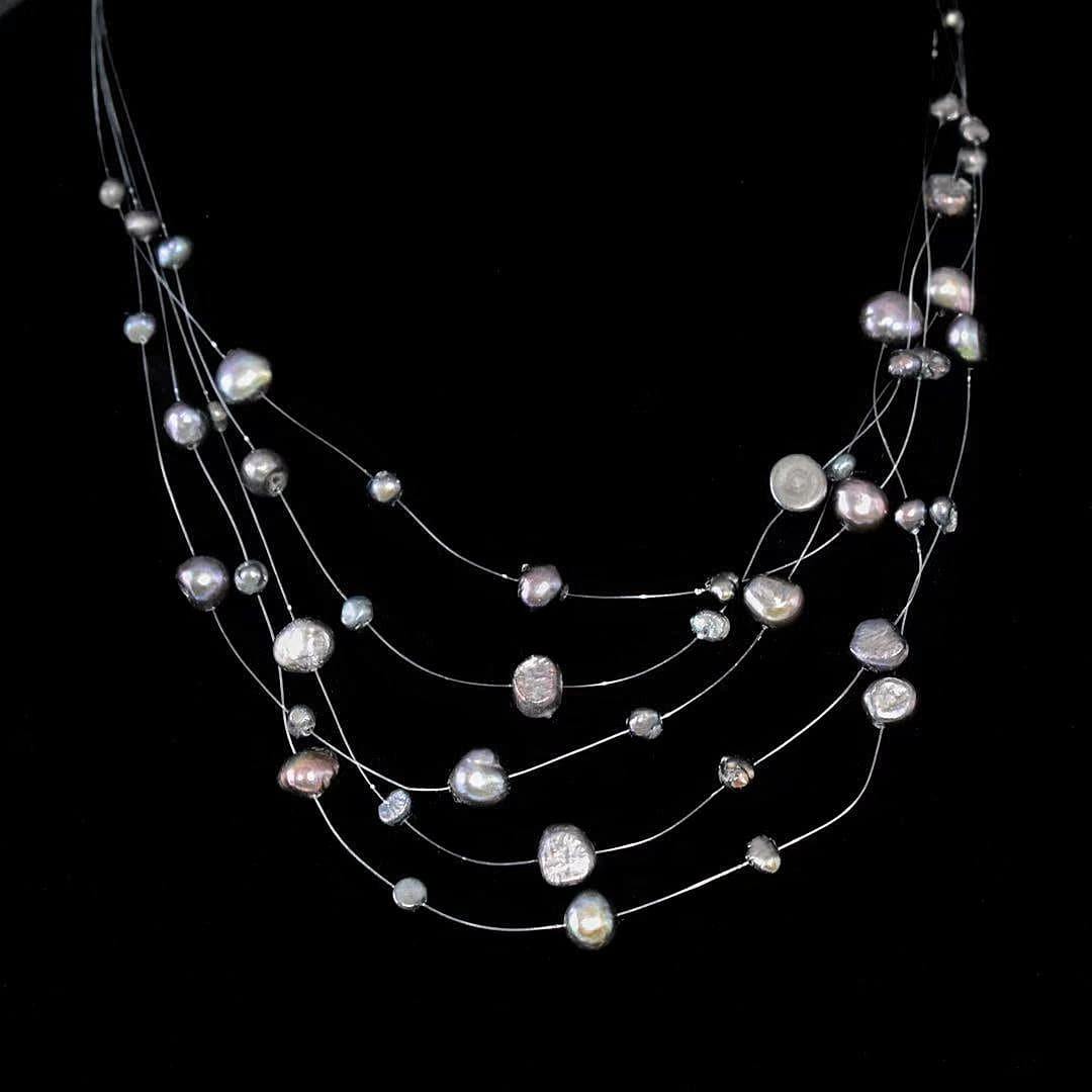 Freshwater Pearl Multi Strand Necklace - Zorya - Akuna Pearls