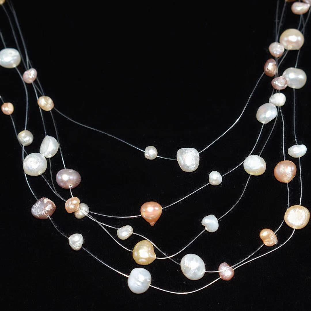 Freshwater Pearl Multi Strand Necklace - Zorya - Akuna Pearls