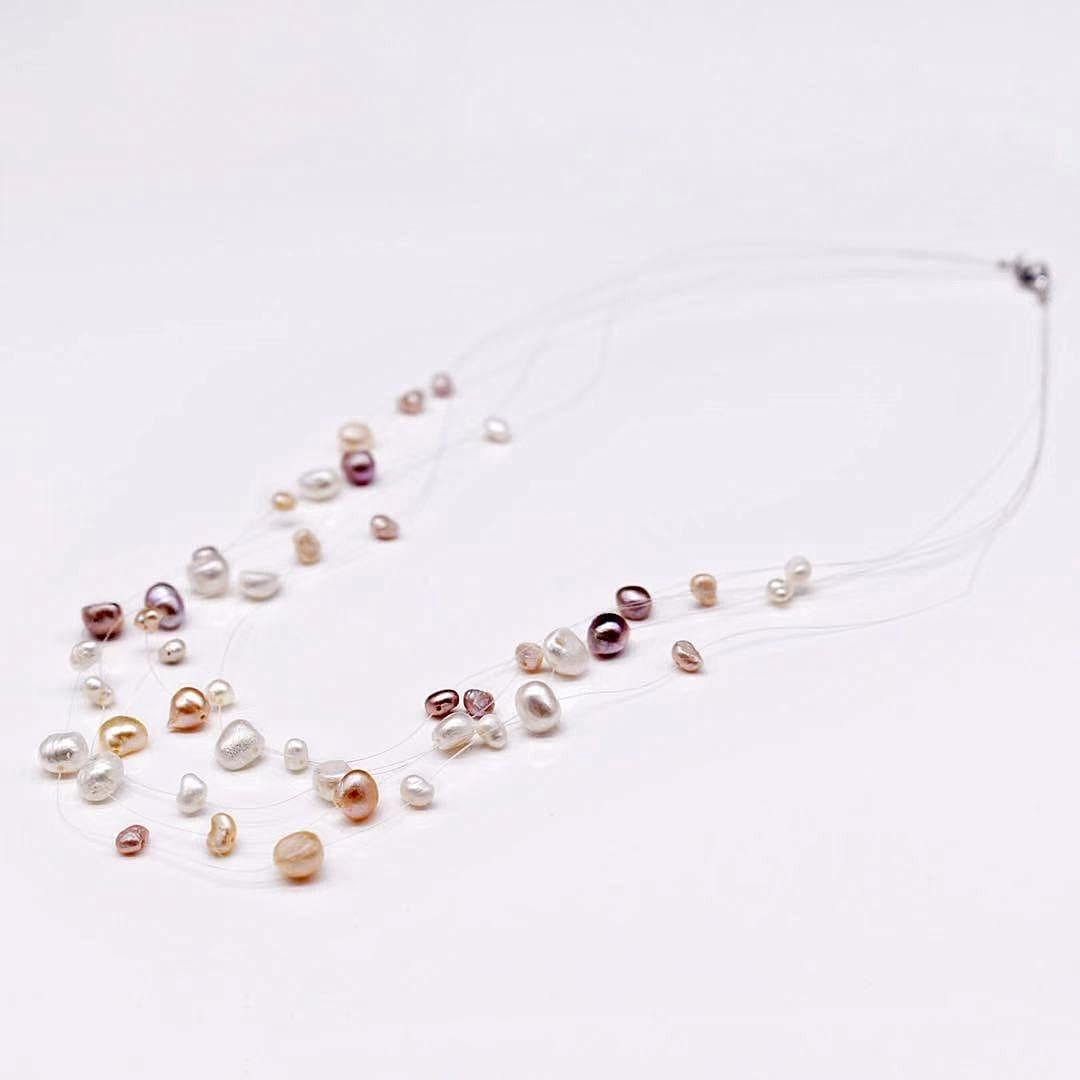 Freshwater Pearl Multi Strand Necklace - Zorya - Akuna Pearls