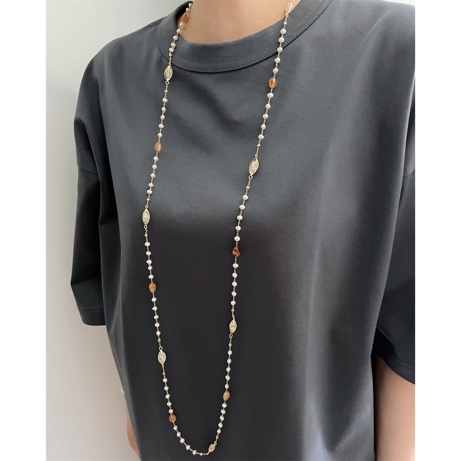 Long agate necklace clearance