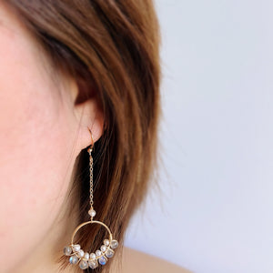 Freshwater Pearl and Labradorite Hook Earrings - Miray - Akuna Pearls