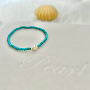 Freshwater Pearl & Beads Bracelet - Turquoise - Akuna Pearls