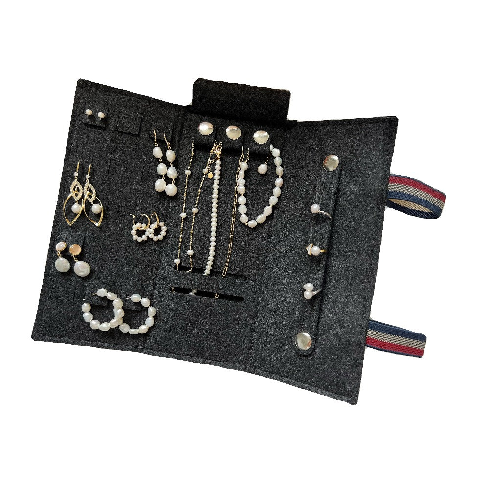 Portable Roll-up Felt Jewellery Organiser - Akuna Pearls